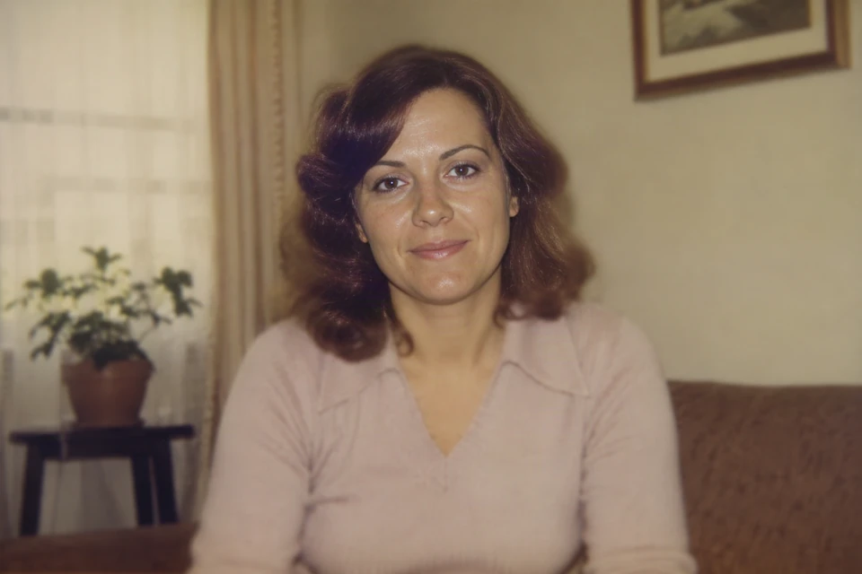 After: actual restoration output from the same portrait